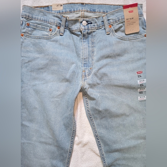Levi's 511 Slim Blue Straight Jeans Classic Style Size W36 L32 NWT - Picture 3 of 5